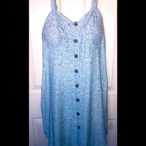 LILLY’S: Great Blue w/Floral Pattern-Summer Mini Dress. Size Large (11/13). - Picture 1 of 4